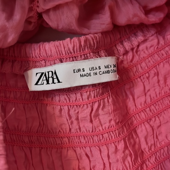 NWOT Zara Pink High Neck Ruffle Crop Top - Picture 2 of 3